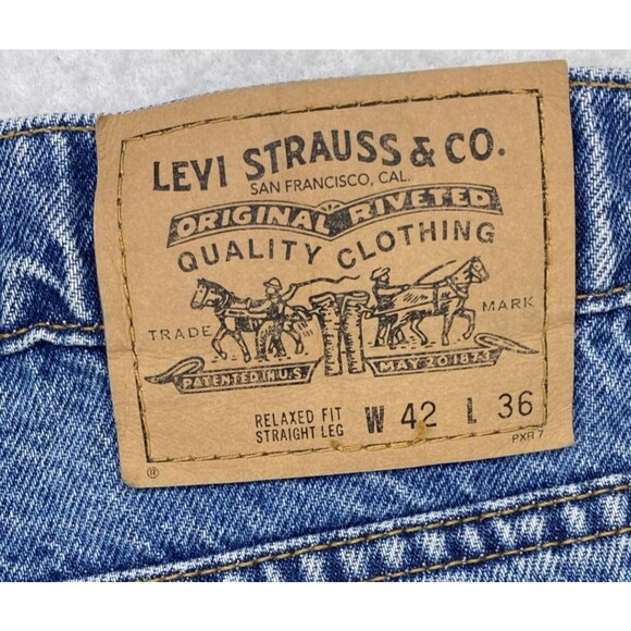 Levis 553 Jeans Mens 42x36 Denim 90s USA Relaxed Straight Dark Mid Rise Vintage - Picture 14 of 16